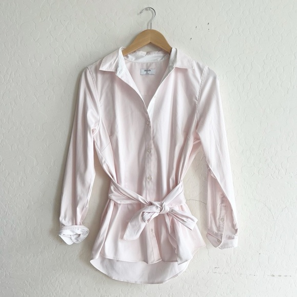 UnTUCKit Pink Pinstripe Clara Button Down Top - Picture 6 of 12